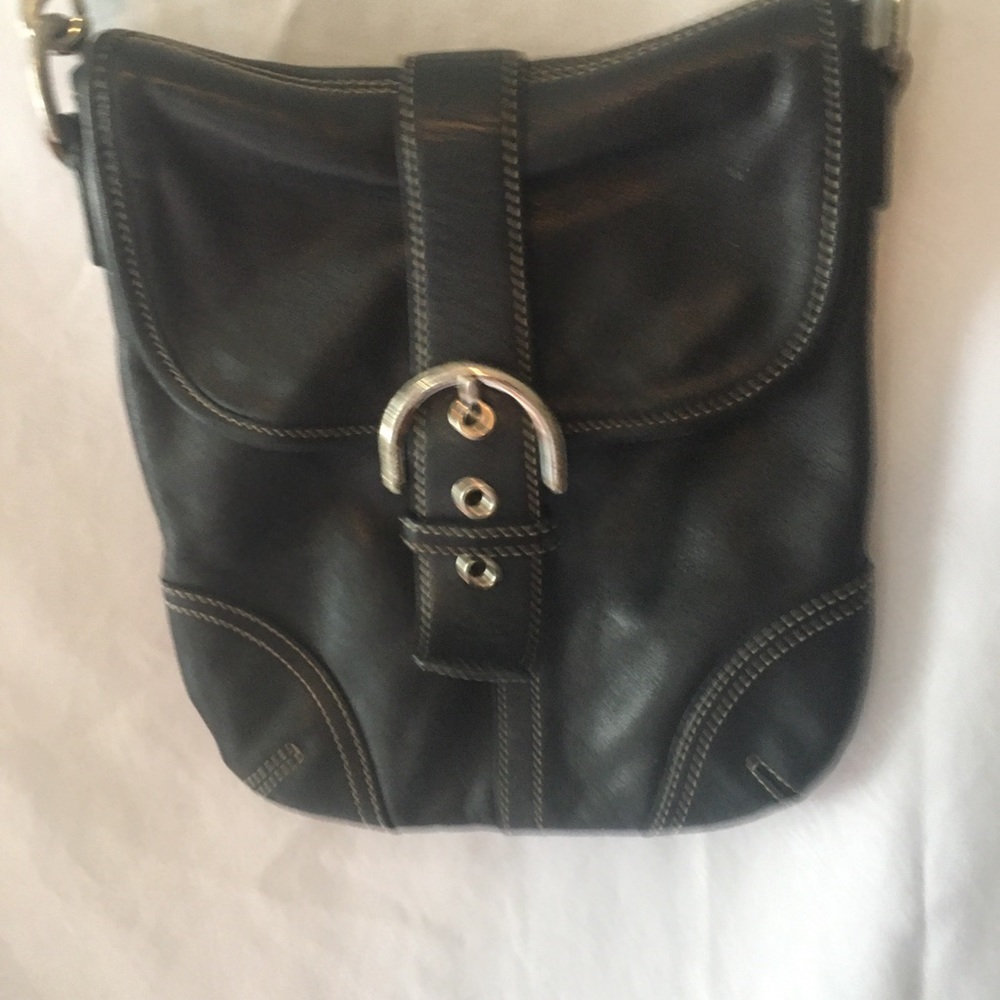Coach Black Leather Crossbody Satchel